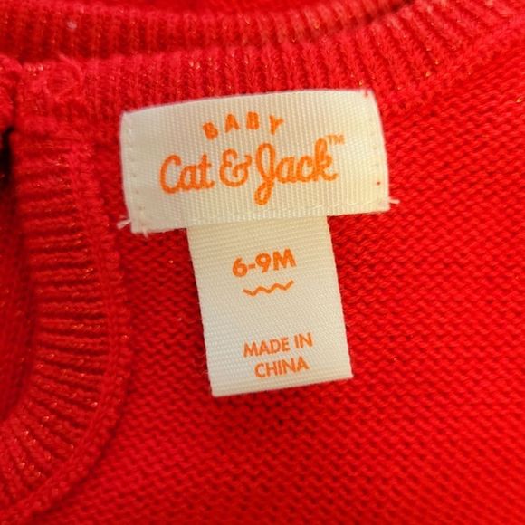 🔥 Cat & Jack Red Long Sleeve Dress Size 6-9M - Picture 3 of 4